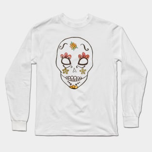 Fun watercolor sugar skull print Long Sleeve T-Shirt